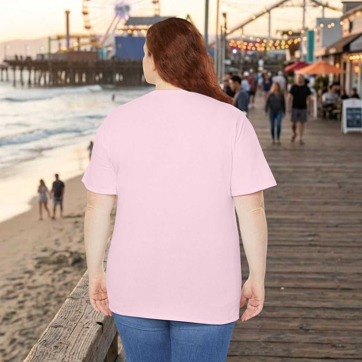 Light pink T-shirt with plain back, no visible graphic