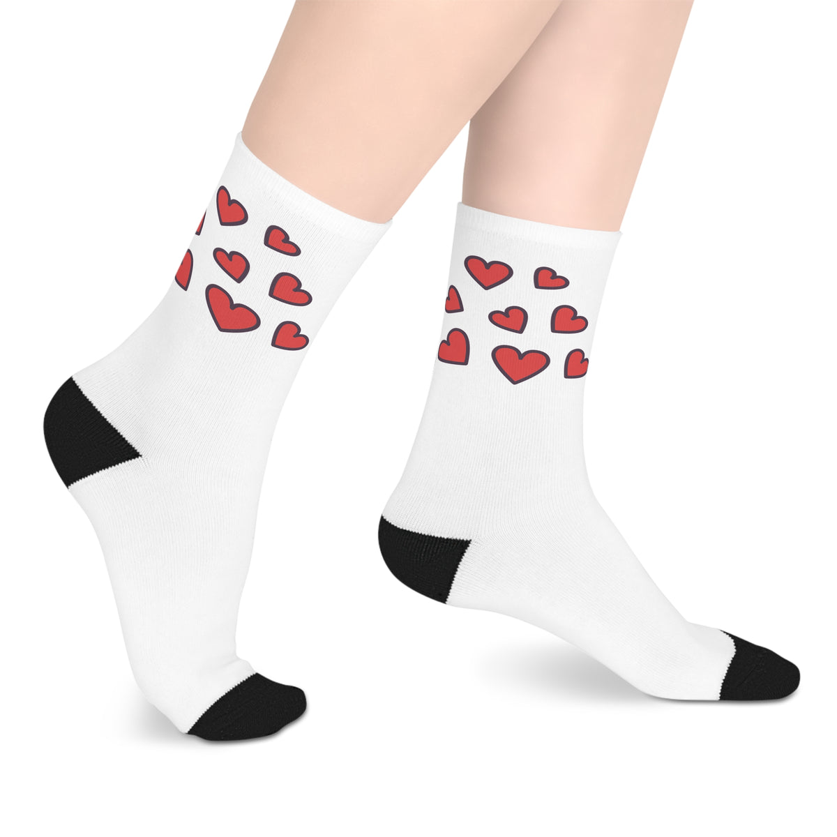Kissing shark and love hearts crew socks by Kat&Co. Creations