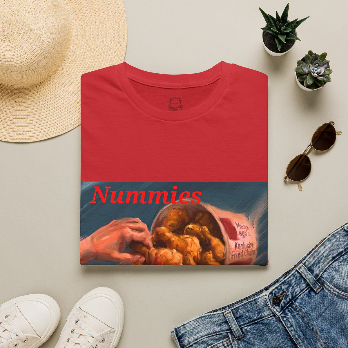 Nummies fried chicken graphic T-shirt by Kat&Co. Creations