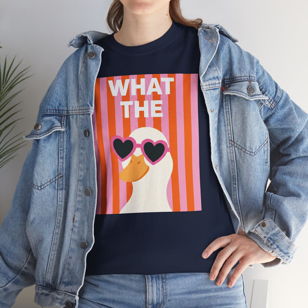 Navy T-shirt with retro heart sunglasses face graphic