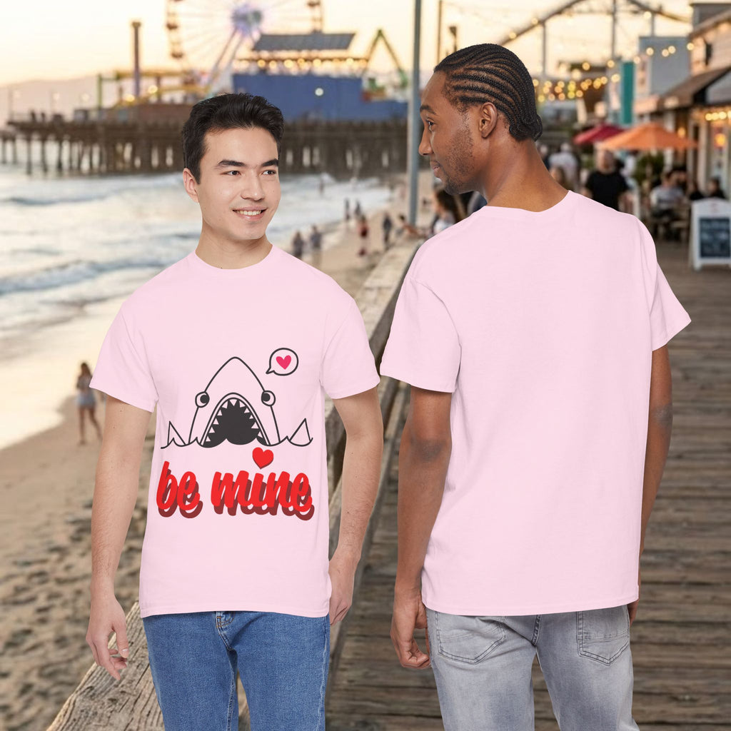 Light pink crewneck T-shirt shown from back with no visible back graphic