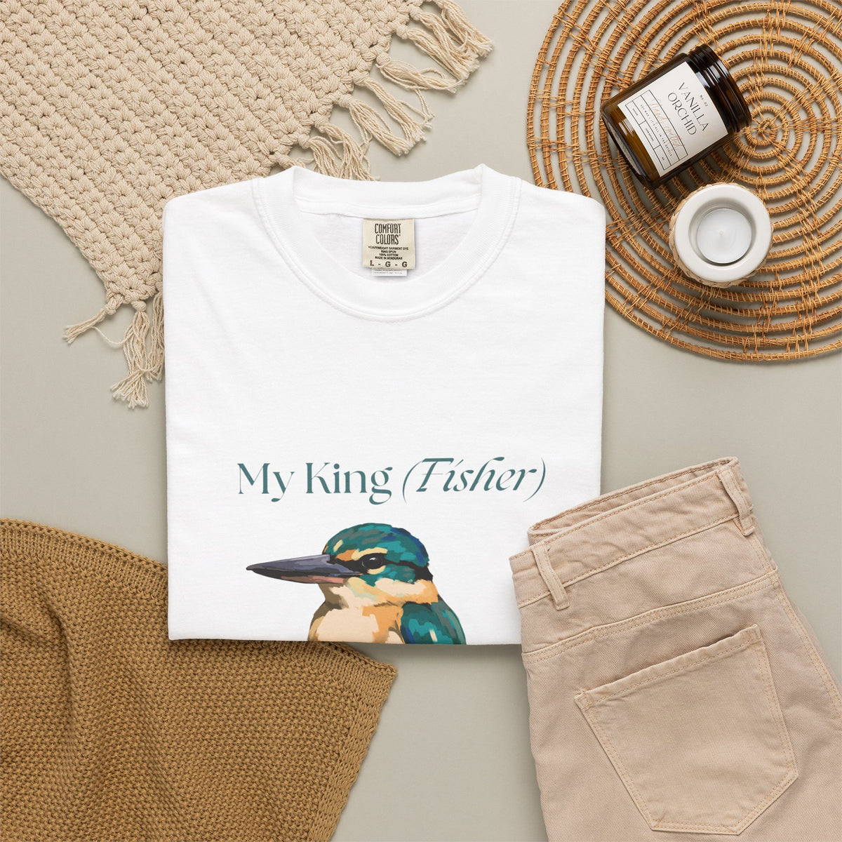 My King Fisher kingfisher bird graphic t-shirt by Kat&Co. Creations
