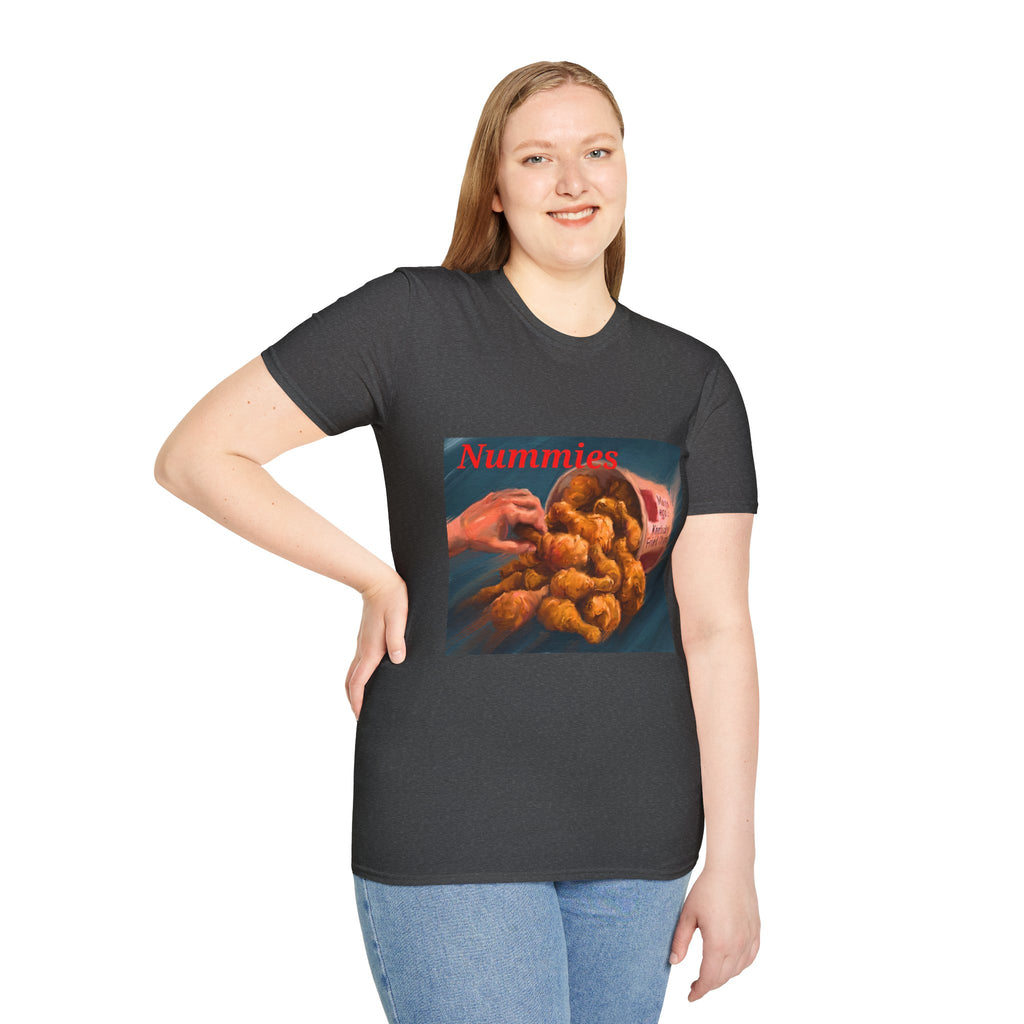 Nummies fried chicken graphic T-shirt by Kat&Co. Creations
