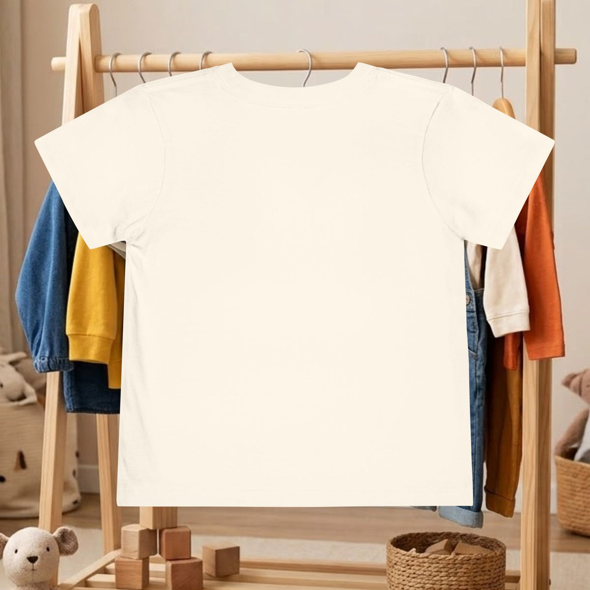 Toddler white T-shirt, plain front with round neckline and short sleeves