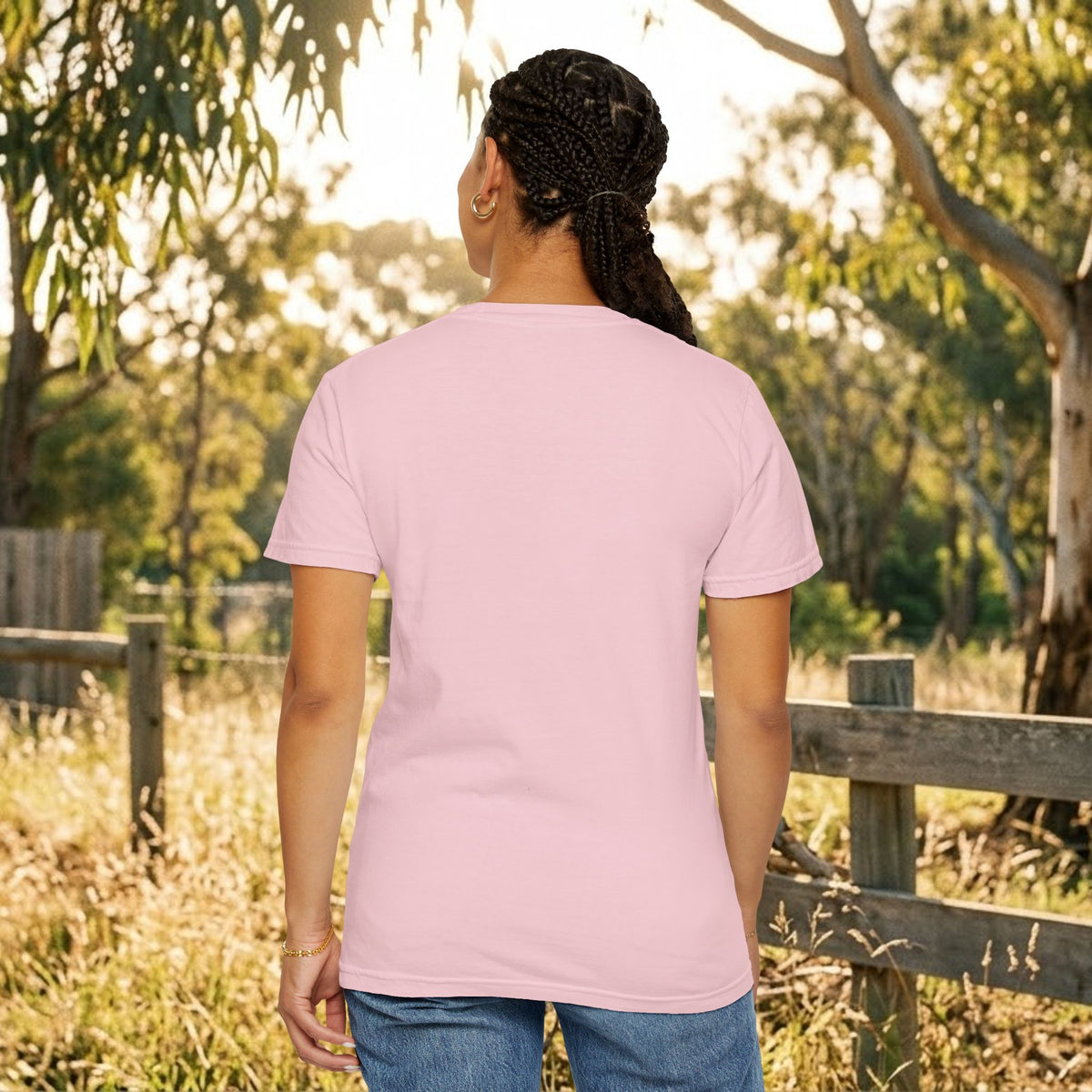 Light pink crewneck T-shirt, plain back view