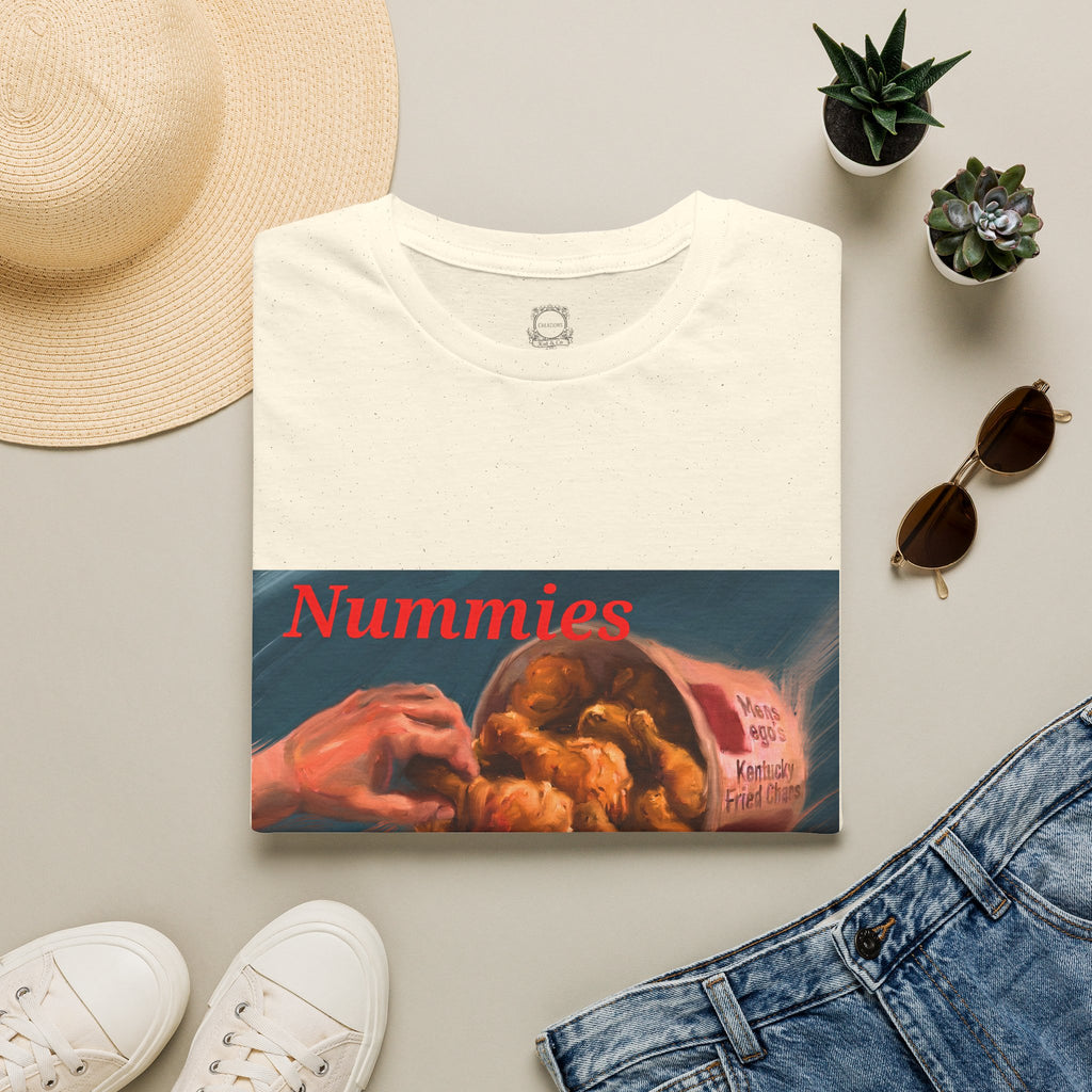 Nummies fried chicken graphic T-shirt by Kat&Co. Creations