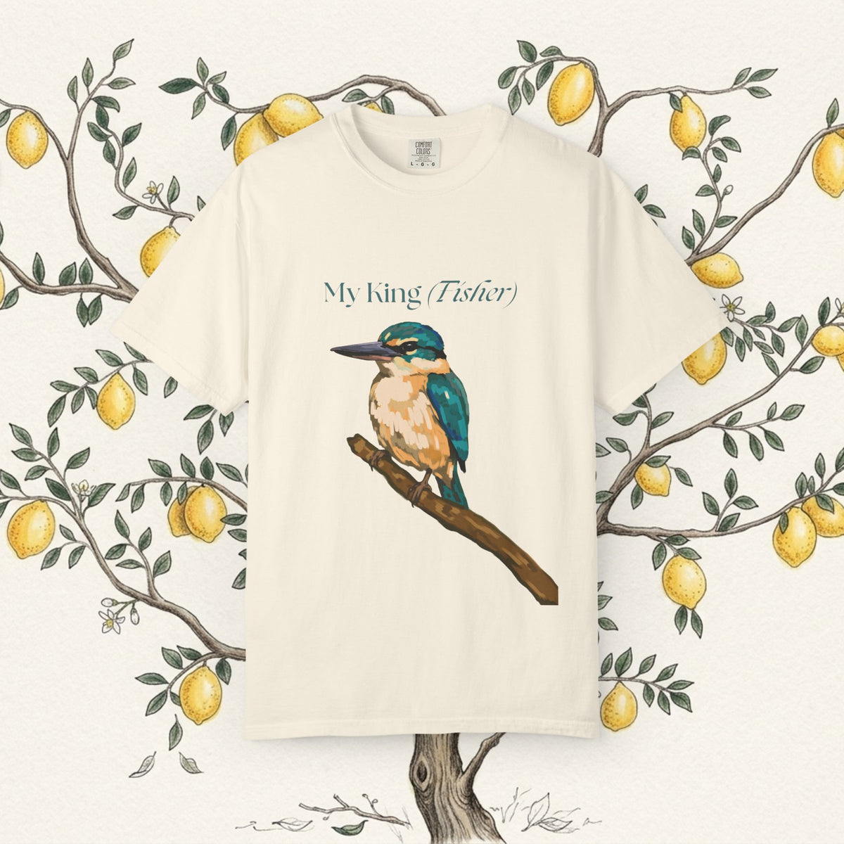 My King Fisher tee – kingfisher perched on a branch, bird lover graphic t-shirt