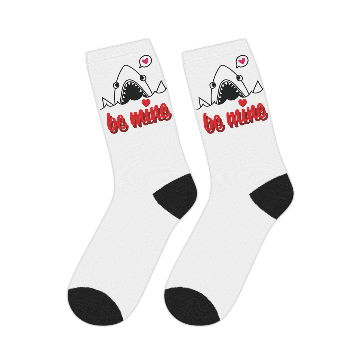 Kissing shark and love hearts crew socks by Kat&Co. Creations