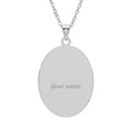 Stainless steel oval name pendant necklace with engraved “Your name”