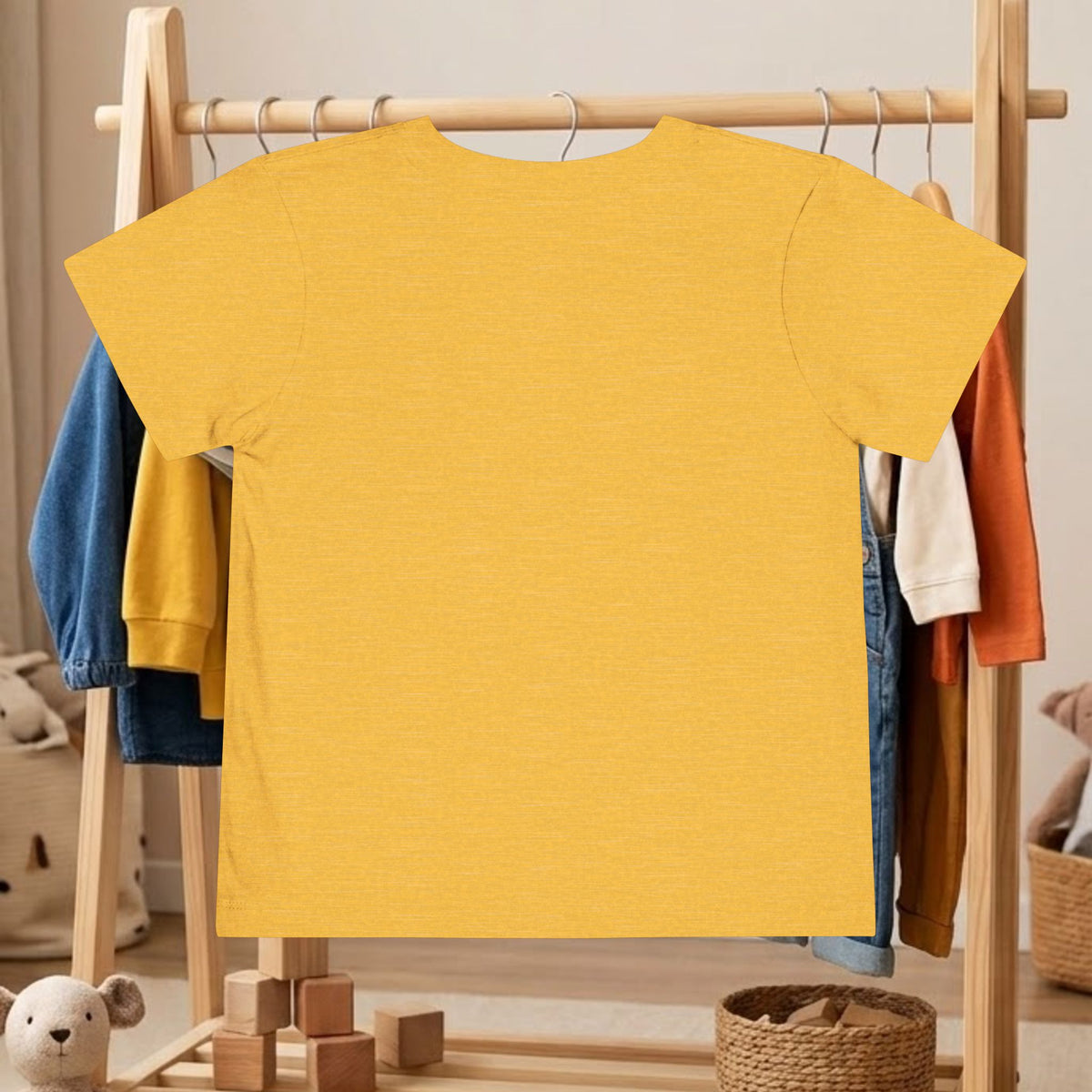 Mustard yellow toddler crewneck short-sleeve tee, plain front
