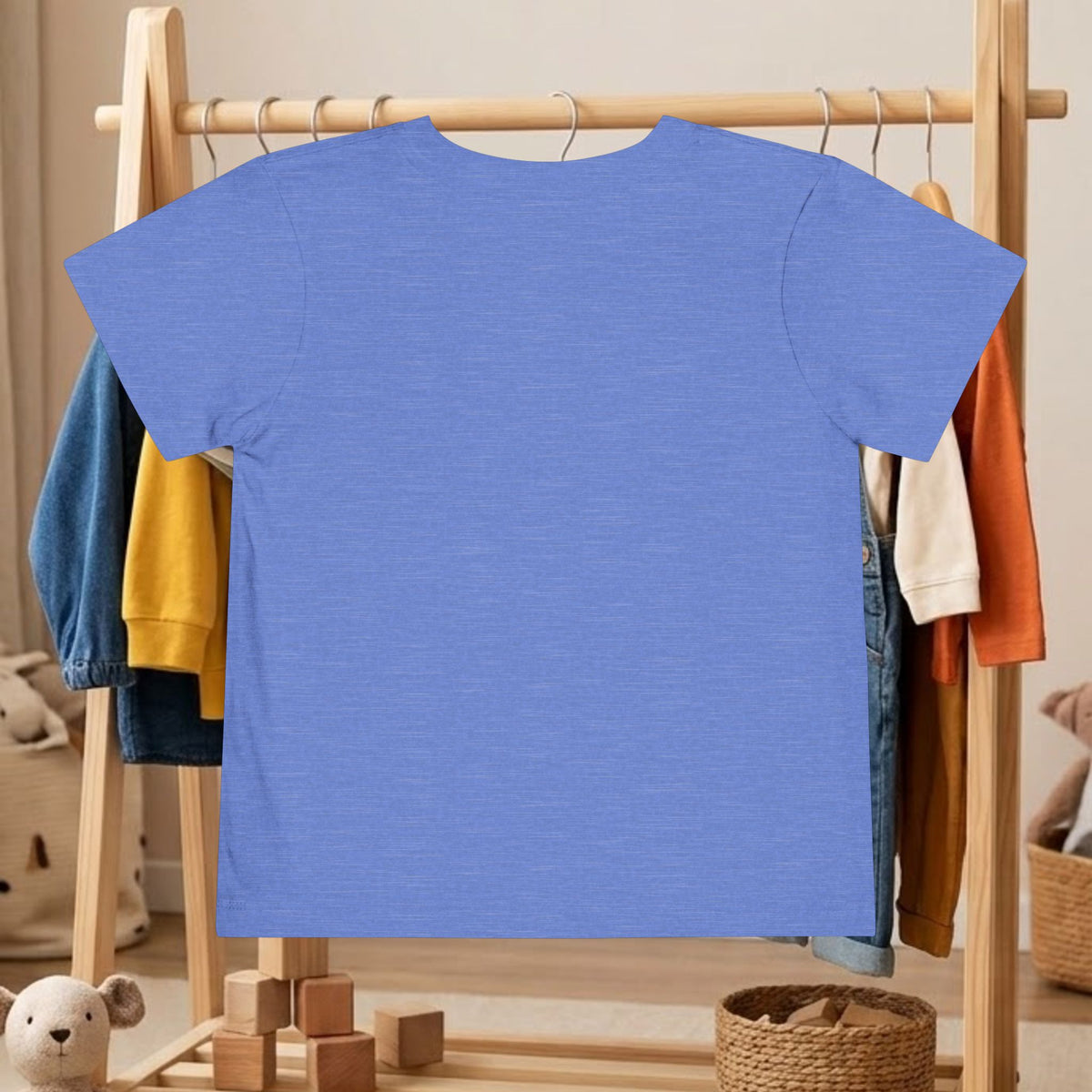 Blue toddler crew-neck T-shirt, short sleeves