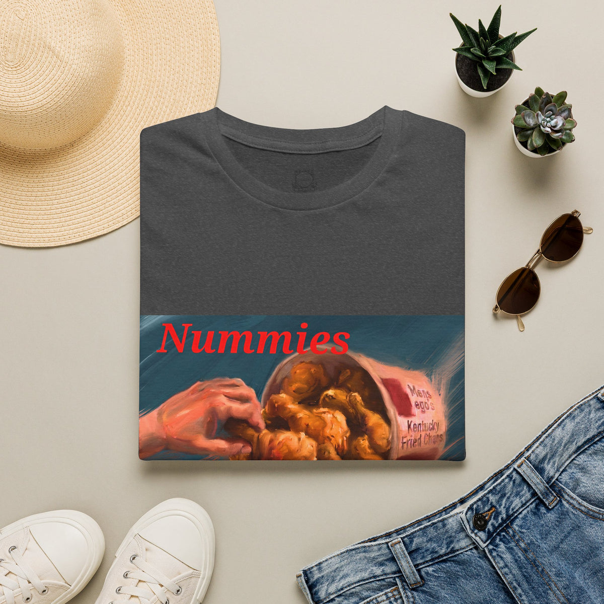 Nummies fried chicken graphic T-shirt by Kat&Co. Creations
