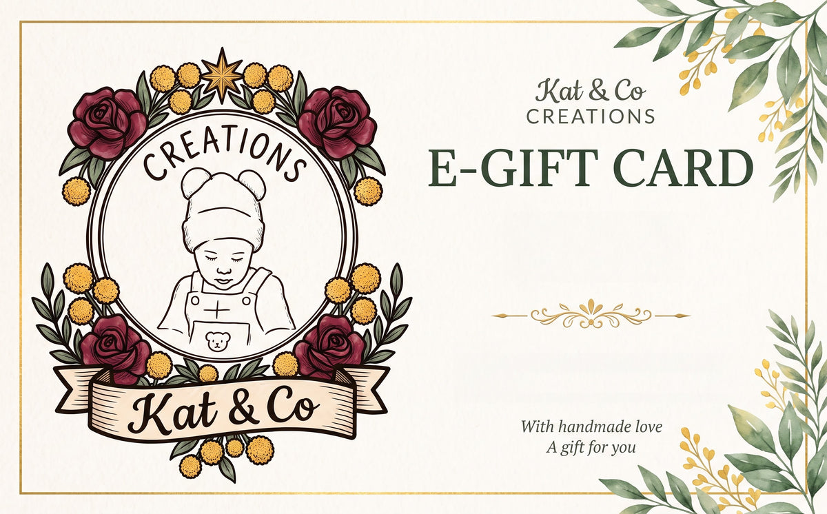 Kat&Co E-gift card with floral wreath and chef illustration, gift-for-you design