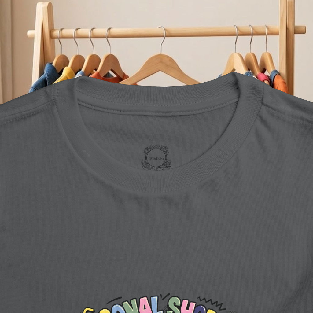 Toddler T-shirt in dark gray with small chest logo at crew neck