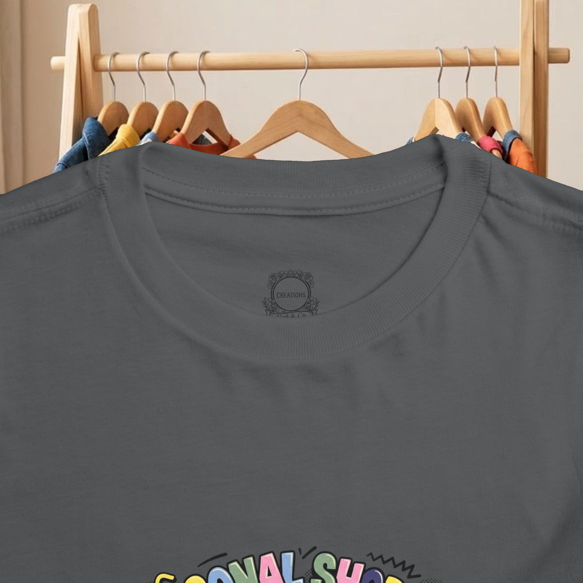 Toddler T-shirt in dark gray with small chest logo at crew neck