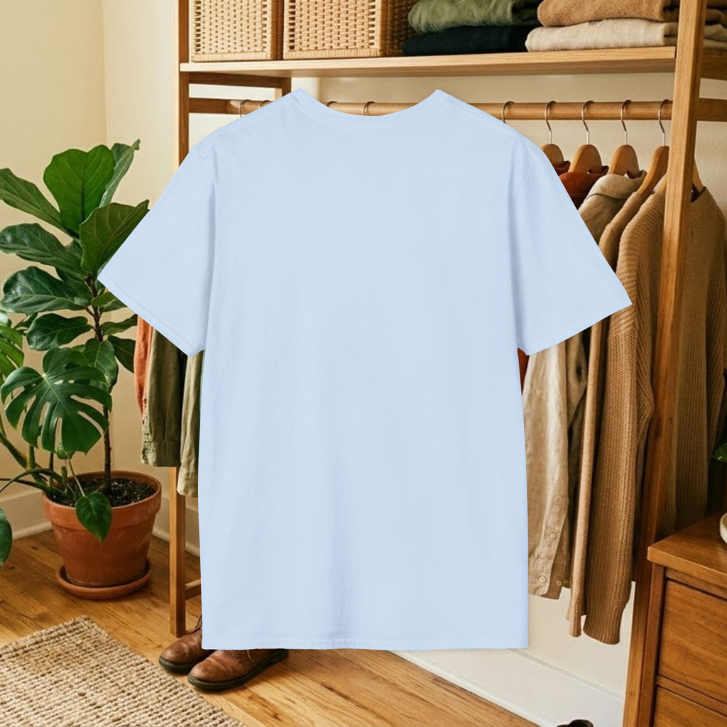 Light blue short-sleeve t-shirt, plain back view