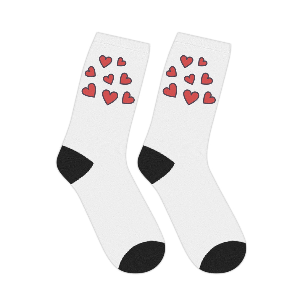 Kissing shark and love hearts crew socks by Kat&Co. Creations
