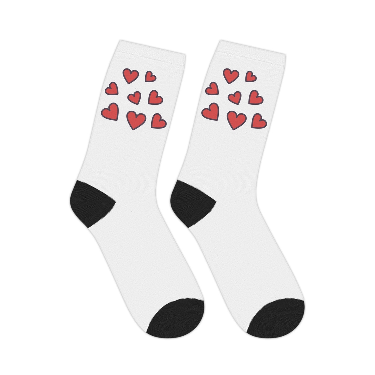 Kissing shark and love hearts crew socks by Kat&Co. Creations
