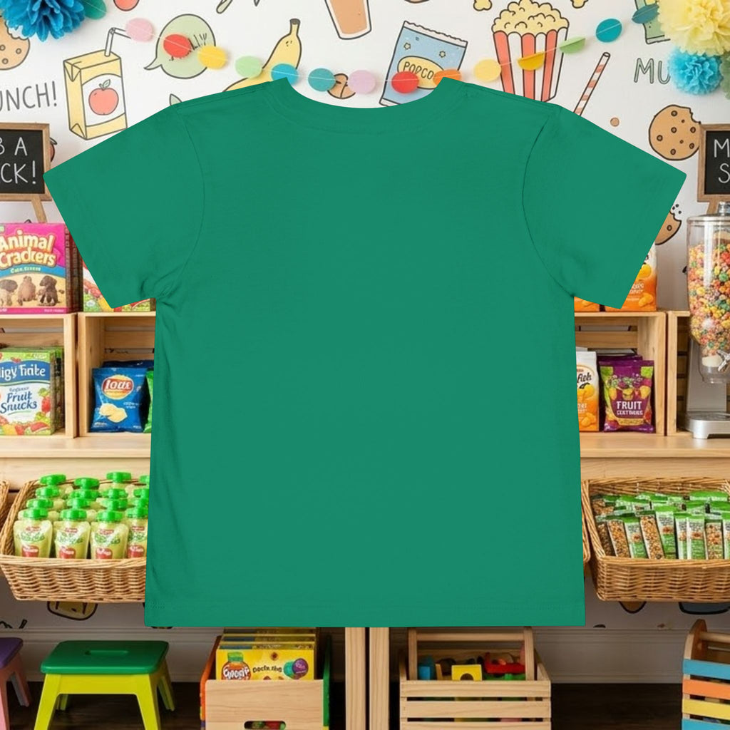 Green toddler t-shirt, blank front with crew neck and short sleeves