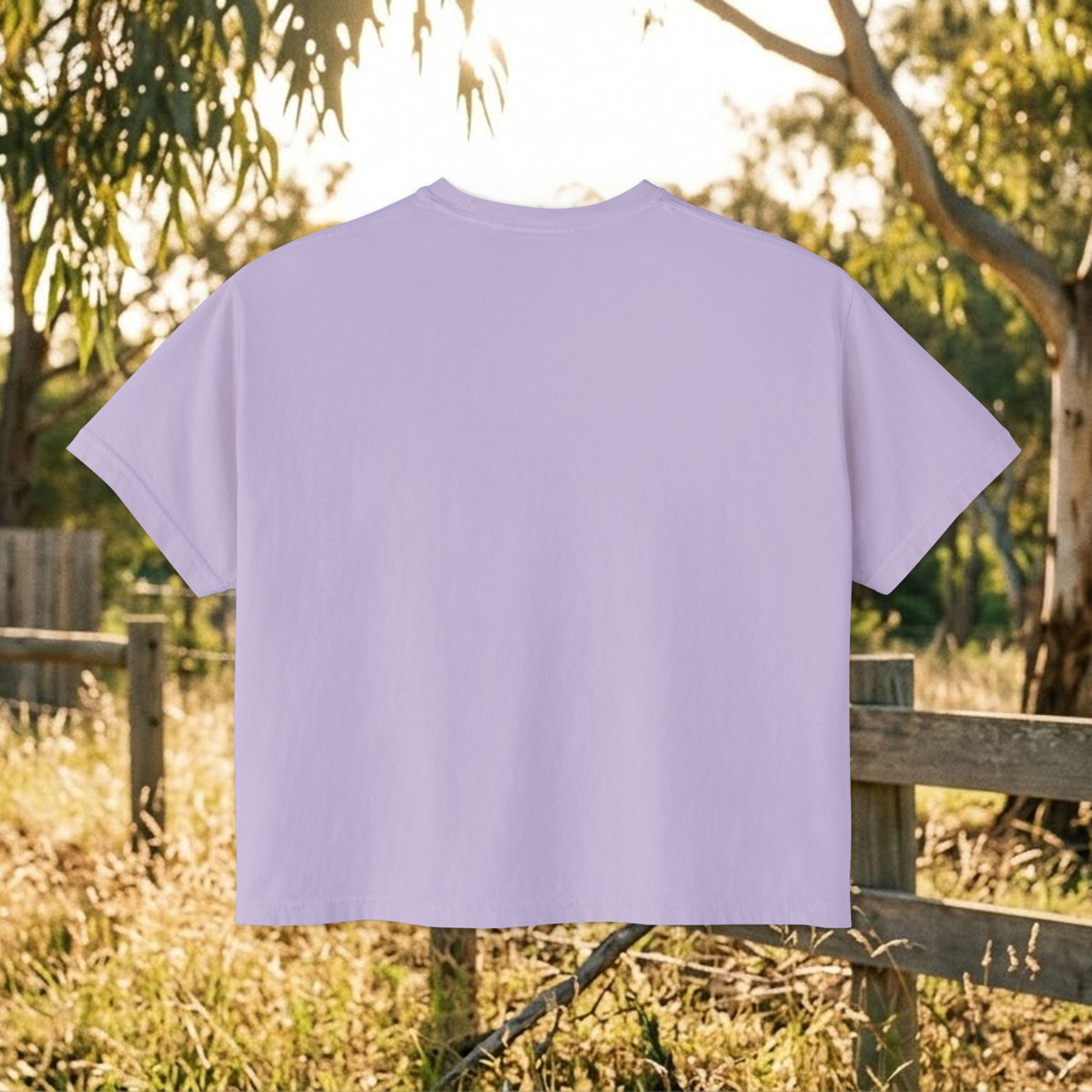 Lavender boxy crewneck T-shirt, plain back