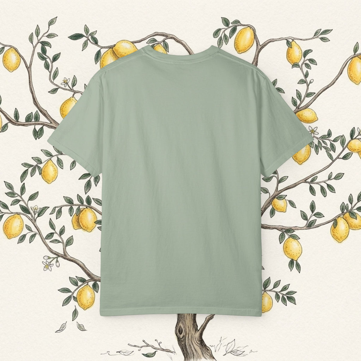 Green crewneck short-sleeve T-shirt, plain front