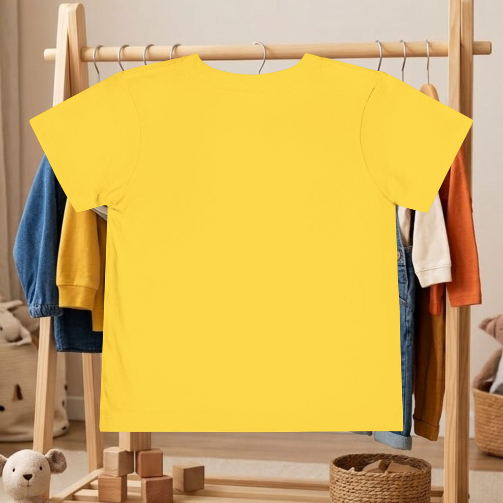 Toddler yellow T-shirt, plain front with round neckline and short sleeves