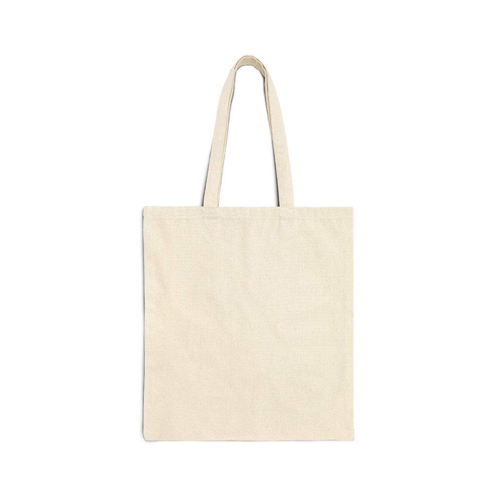 Natural canvas tote bag with sturdy top handles, plain front panel