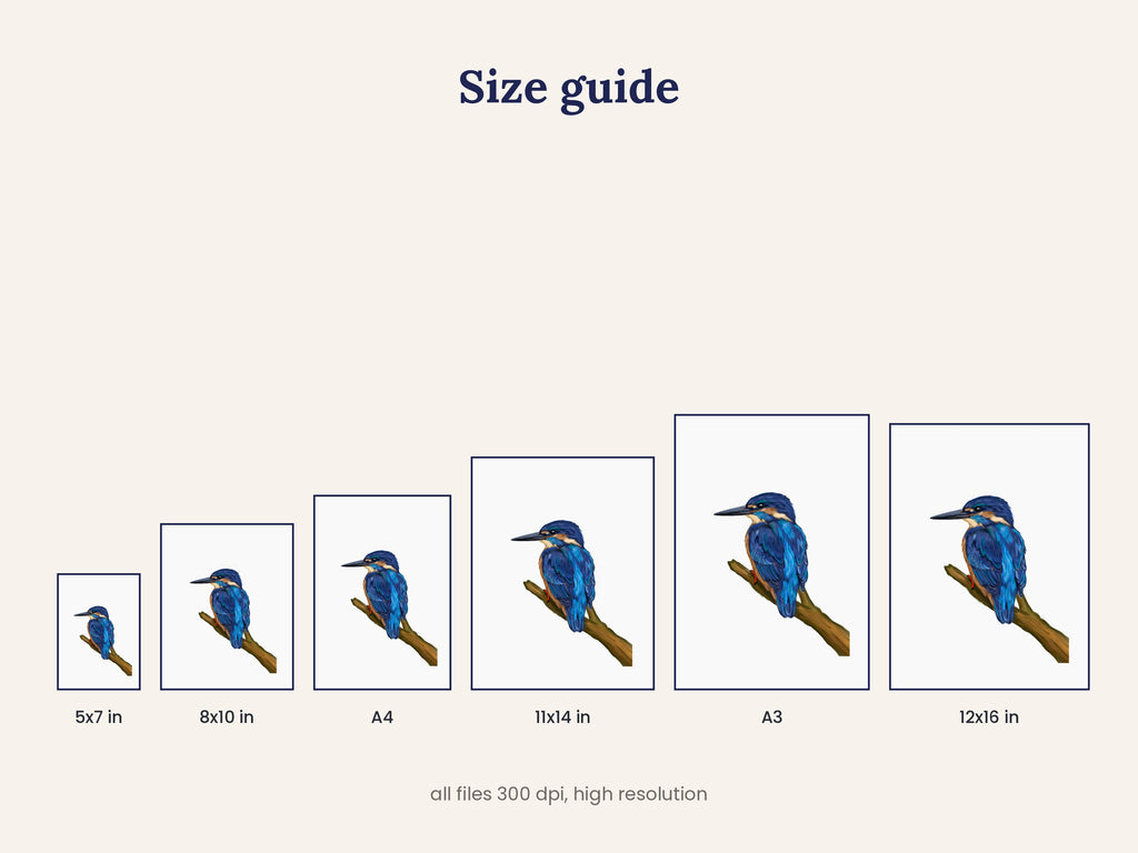 Azure kingfisher printable wall art, with or without the Azure Thing bird pun – Kat&Co. Creations