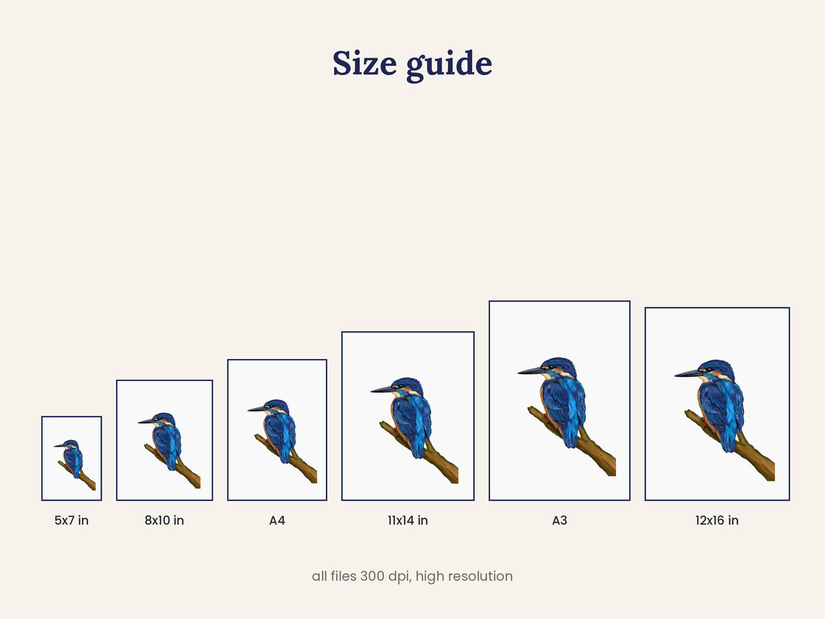 Azure kingfisher printable wall art, with or without the Azure Thing bird pun – Kat&Co. Creations