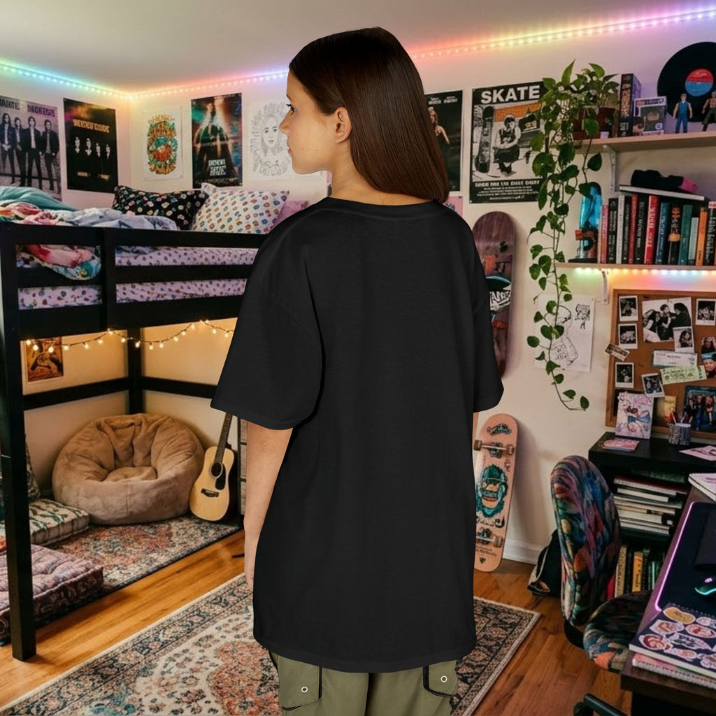 Black kids graphic tee, plain back view