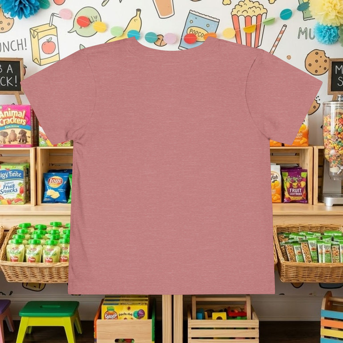 Dusty pink toddler tee back view with no visible printed graphic