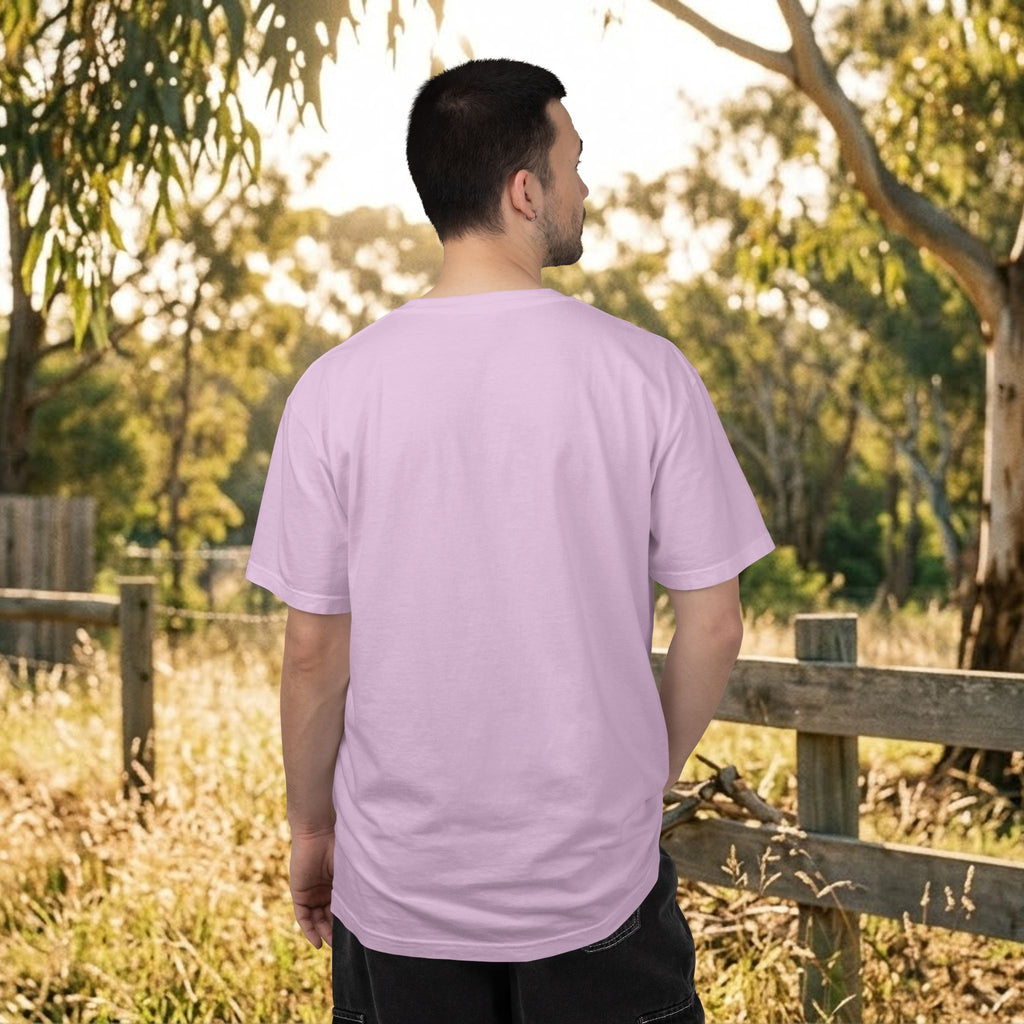 Lavender short-sleeve T-shirt, crew neck, no visible front graphic (back view).