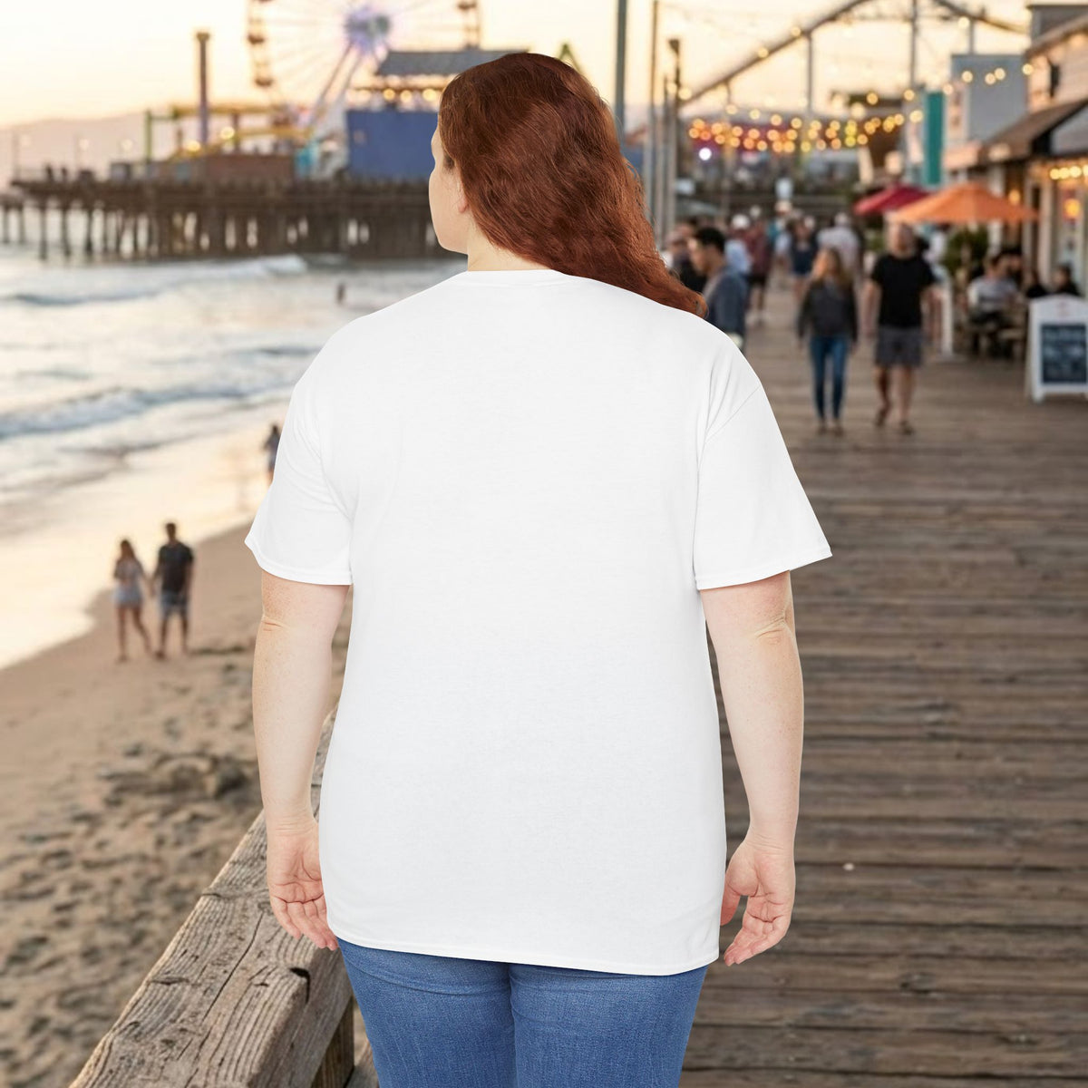 White crew-neck T-shirt, plain back view