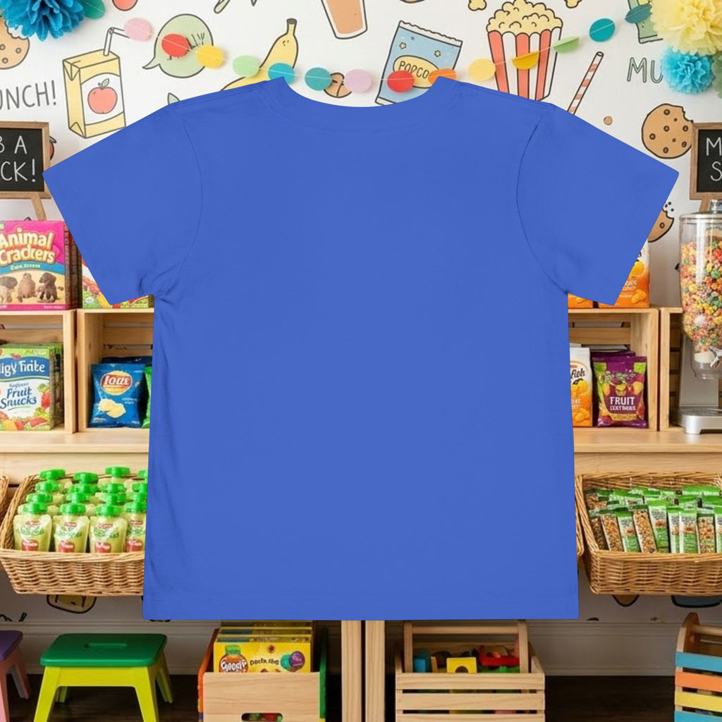 Toddler T-shirt in royal blue, crew neck, short sleeves (back view)