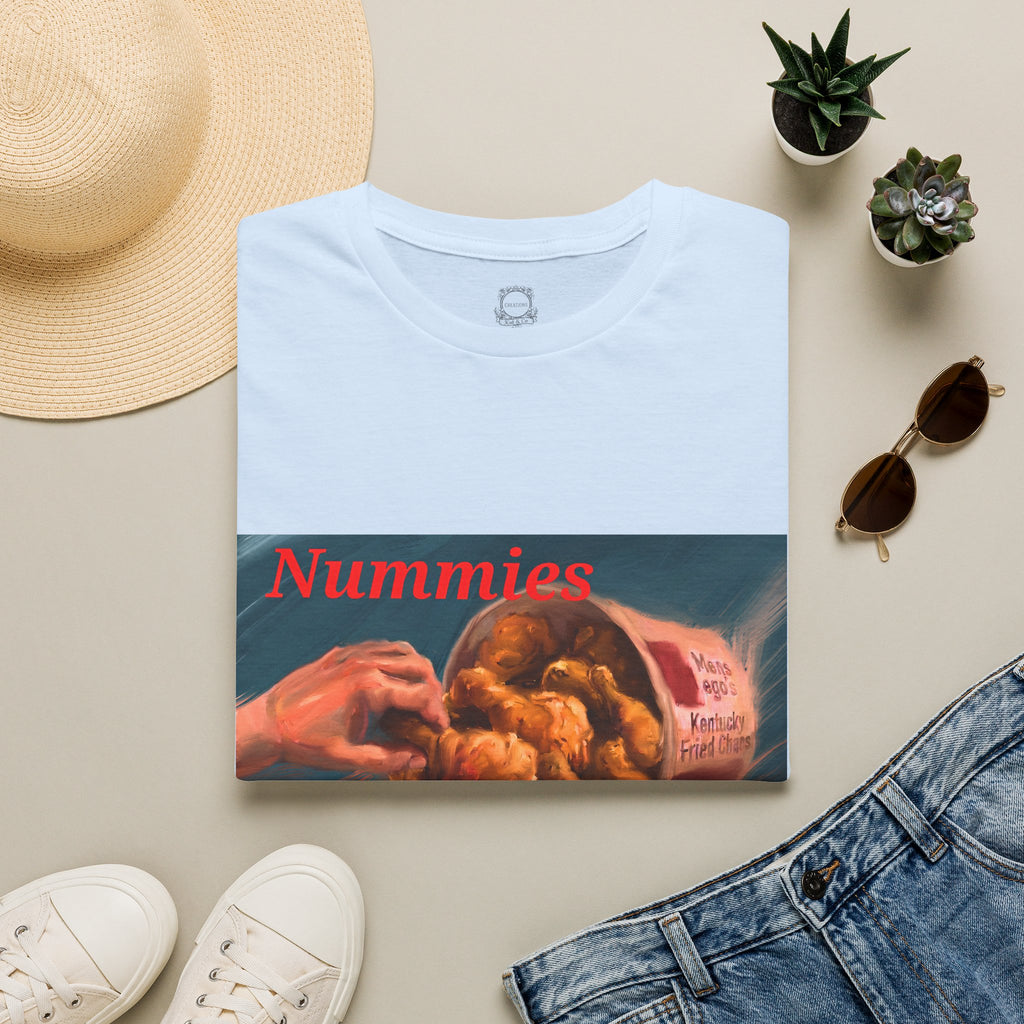 Nummies fried chicken graphic T-shirt by Kat&Co. Creations
