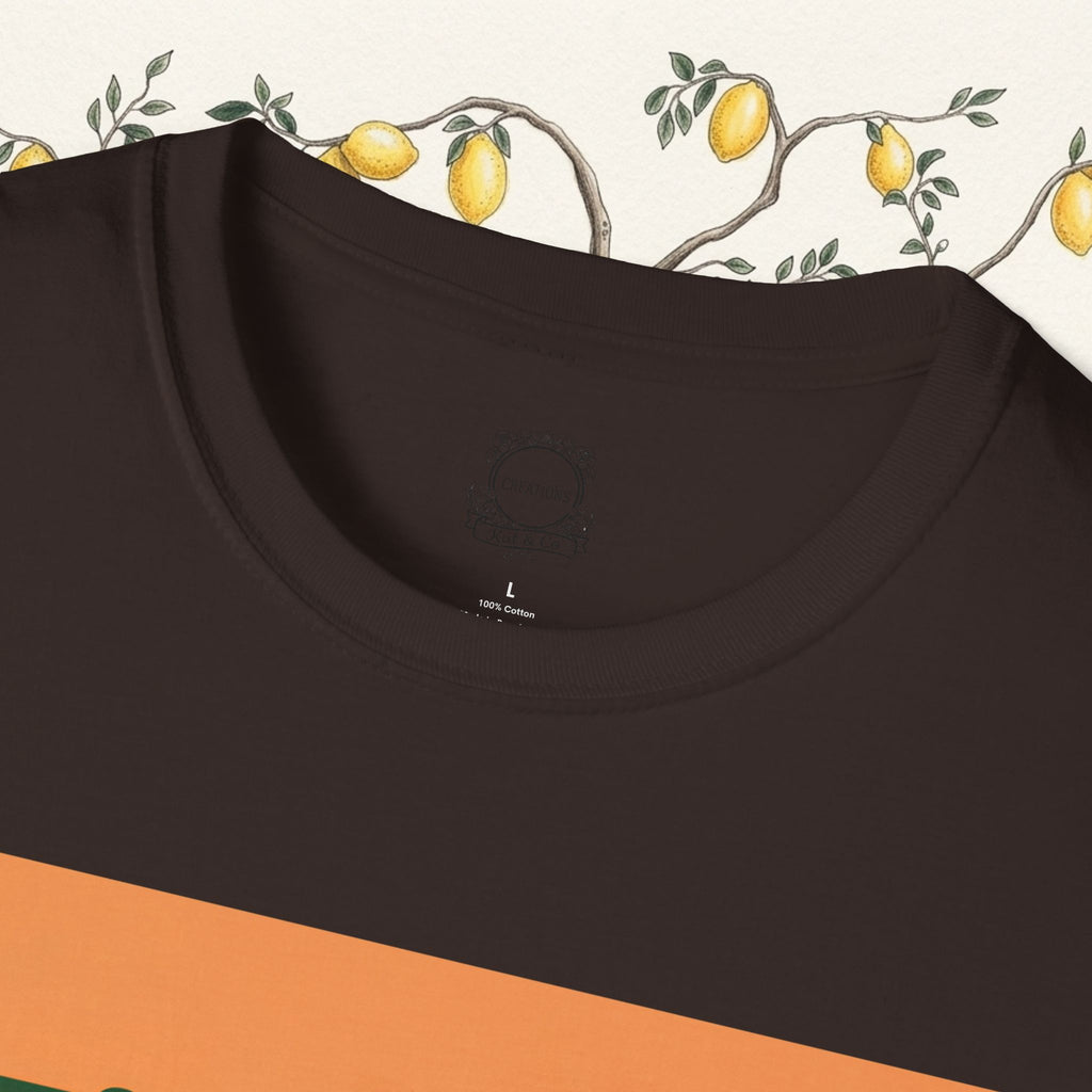 Dark charcoal crewneck T-shirt neckline close-up