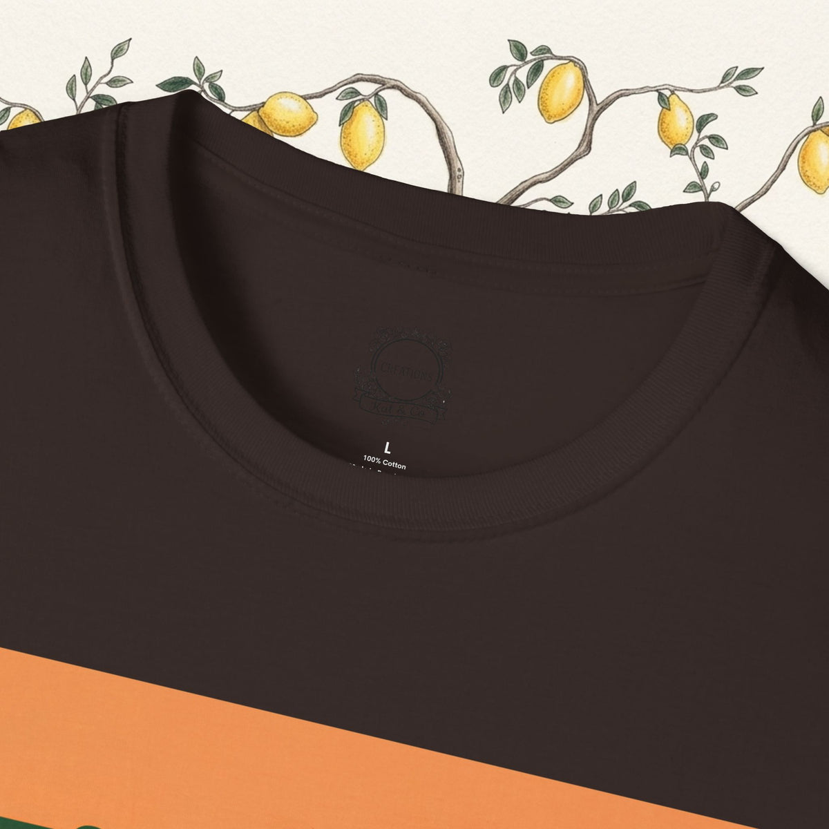 Dark charcoal crewneck T-shirt neckline close-up