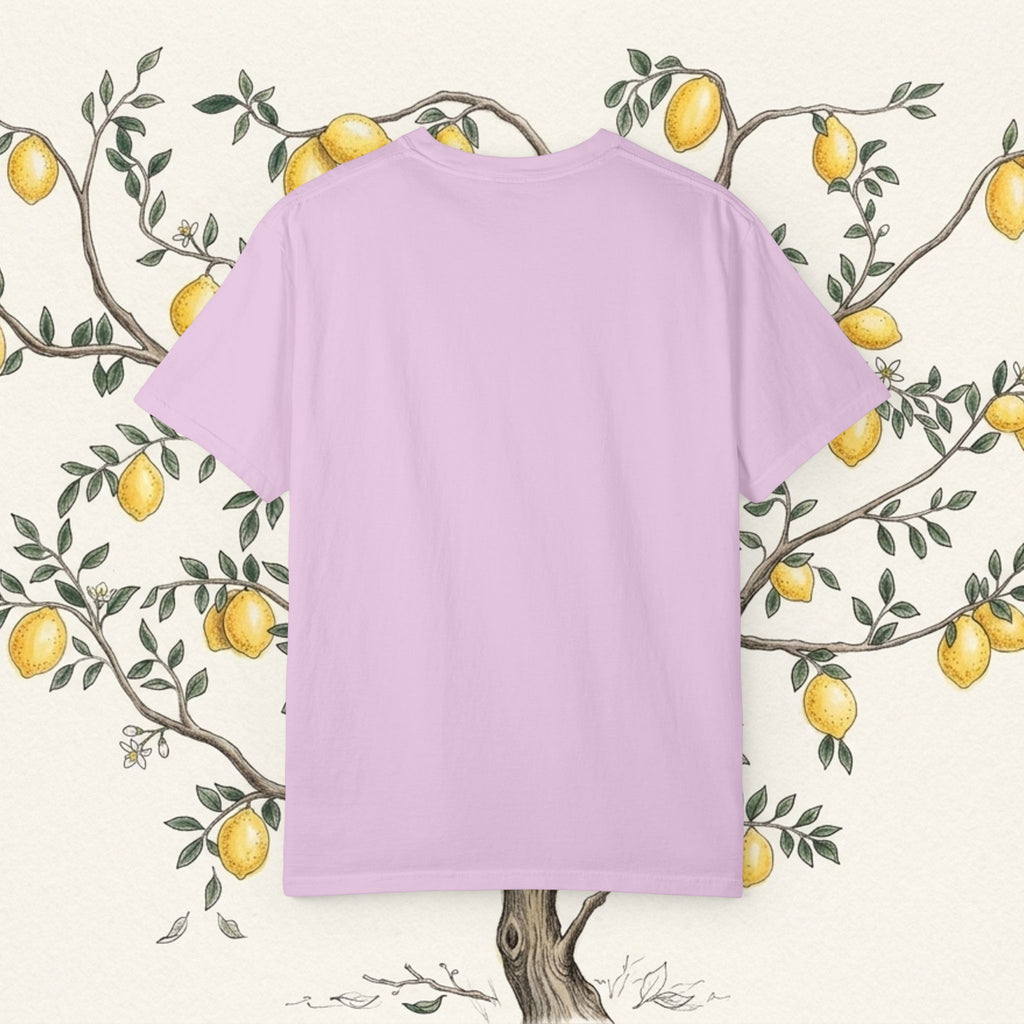 Lavender crewneck t-shirt, solid back view