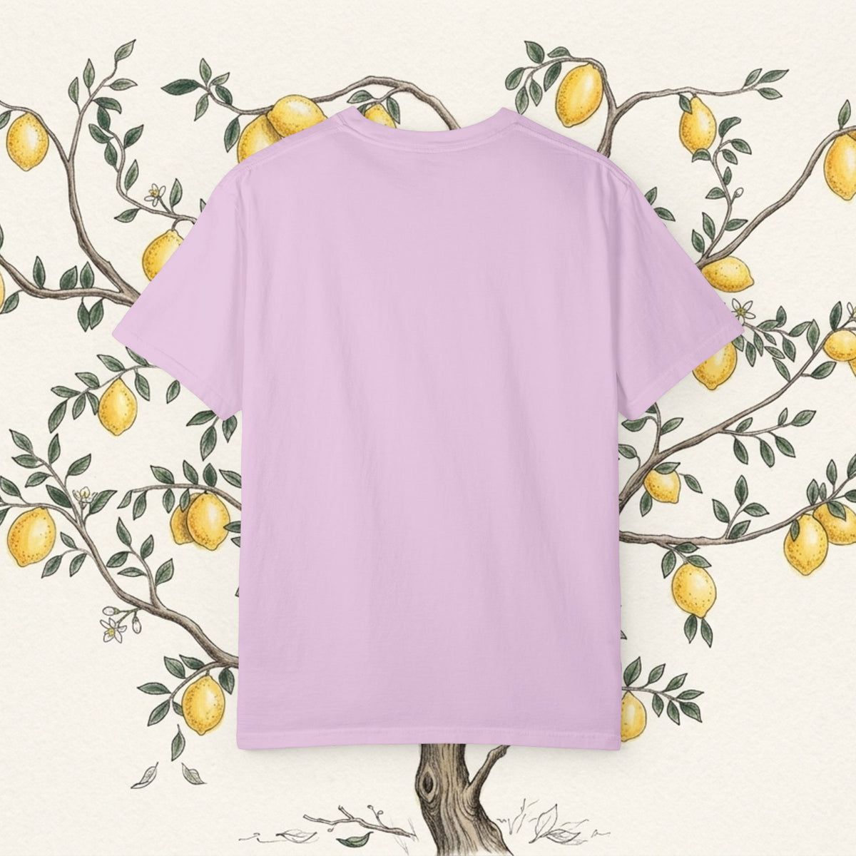 Lavender crewneck t-shirt, solid back view