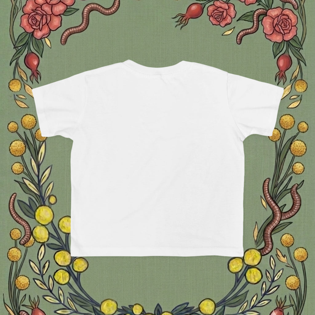 White toddler T-shirt back view with crew neck, plain front and back