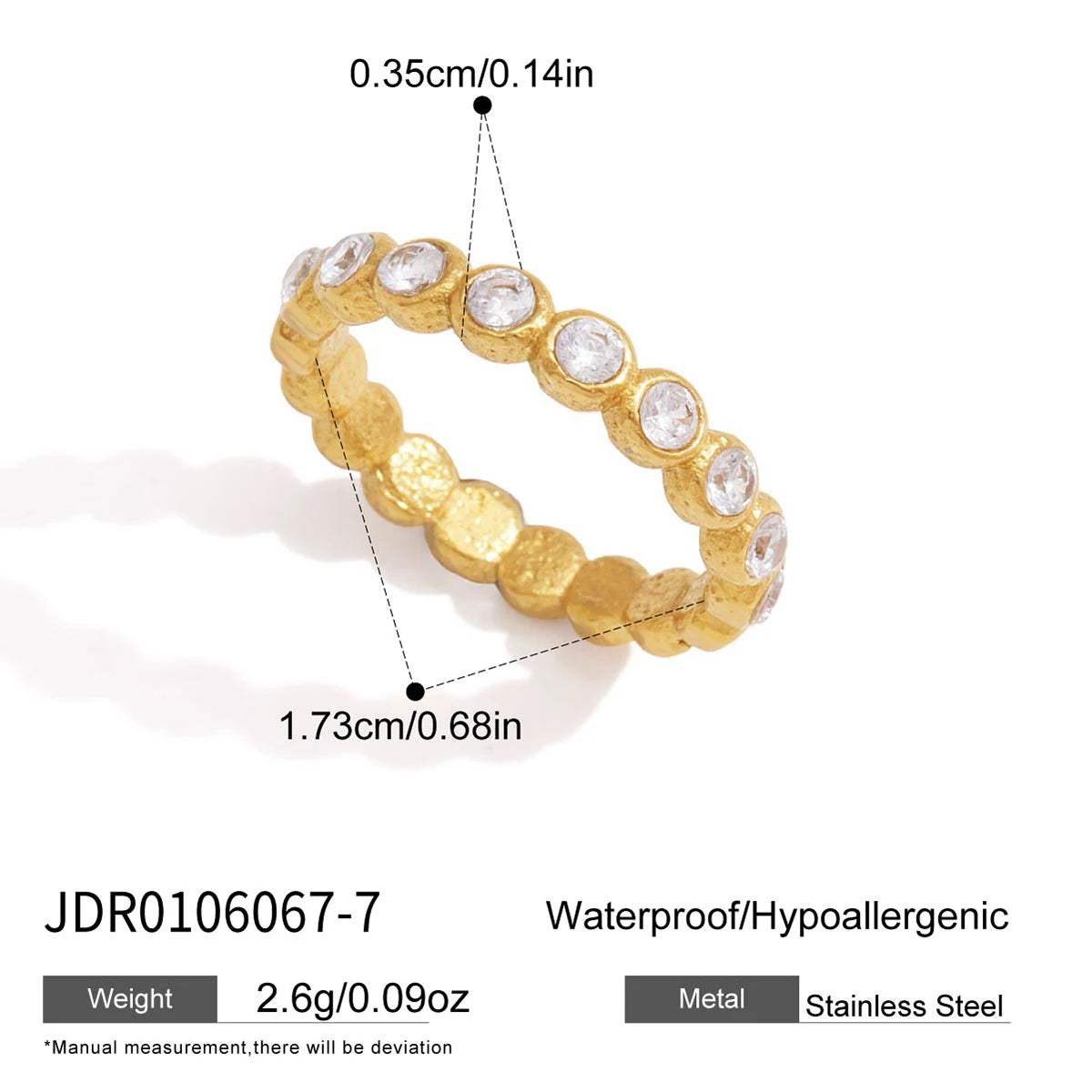 Gold chunky ring with blue crystal by Kat&Co.