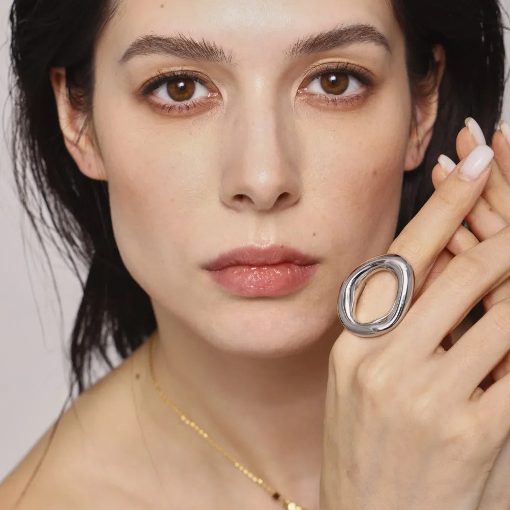 Chunky adjustable statement ring in gold or silver by Kat&Co.