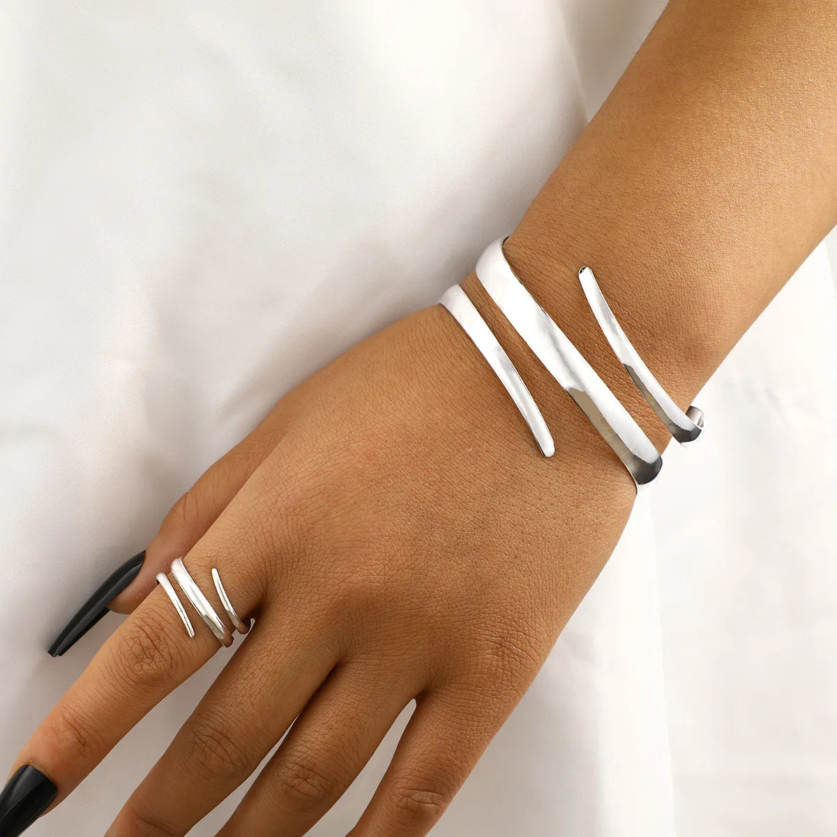 Chunky geometric bracelet and ring set by Kat&Co.