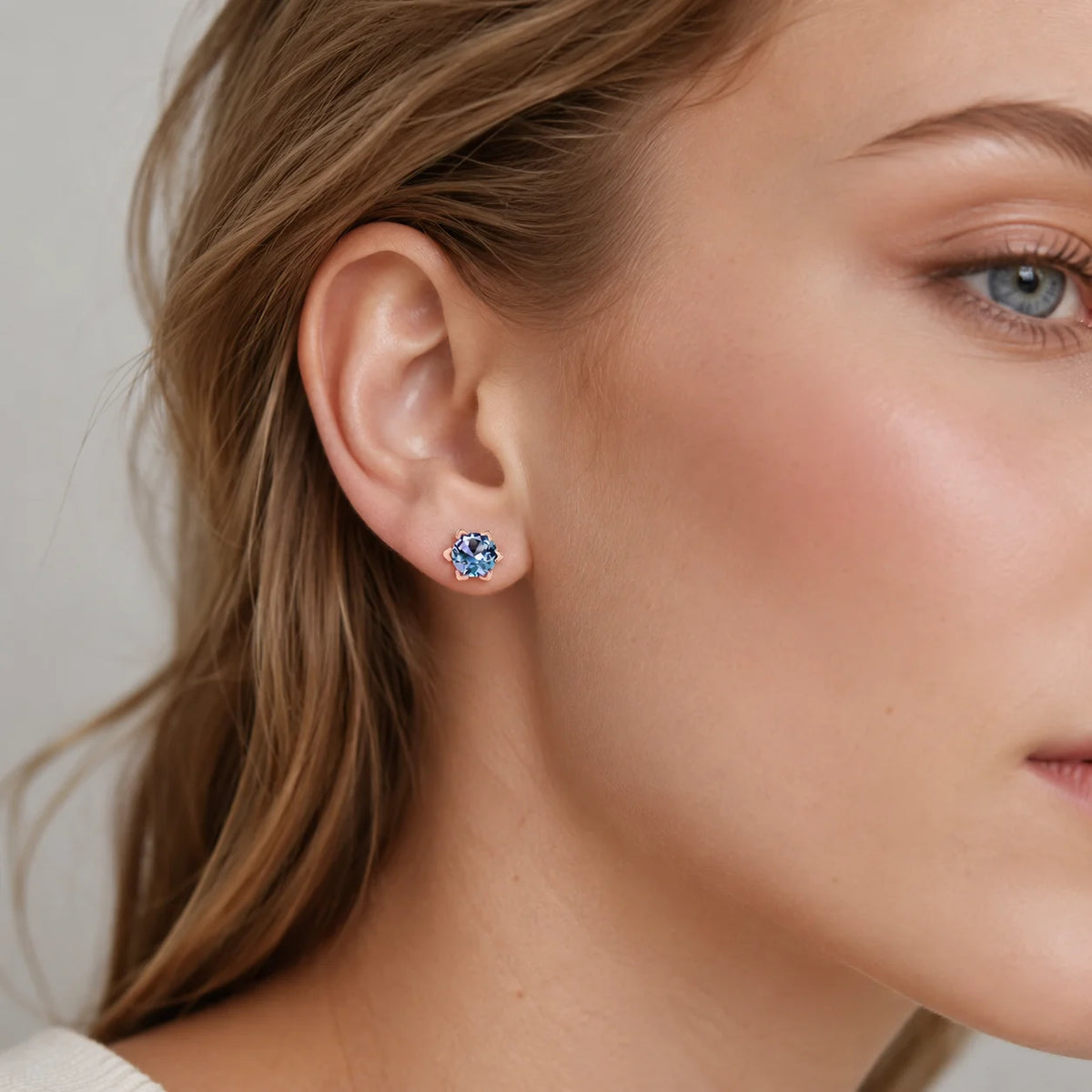 Alexandrite stud earrings in sterling silver by Kat&Co.