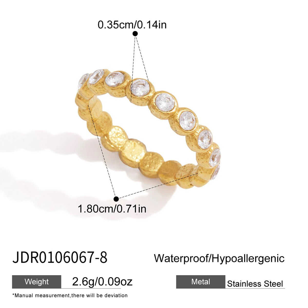 Gold chunky ring with blue crystal by Kat&Co.