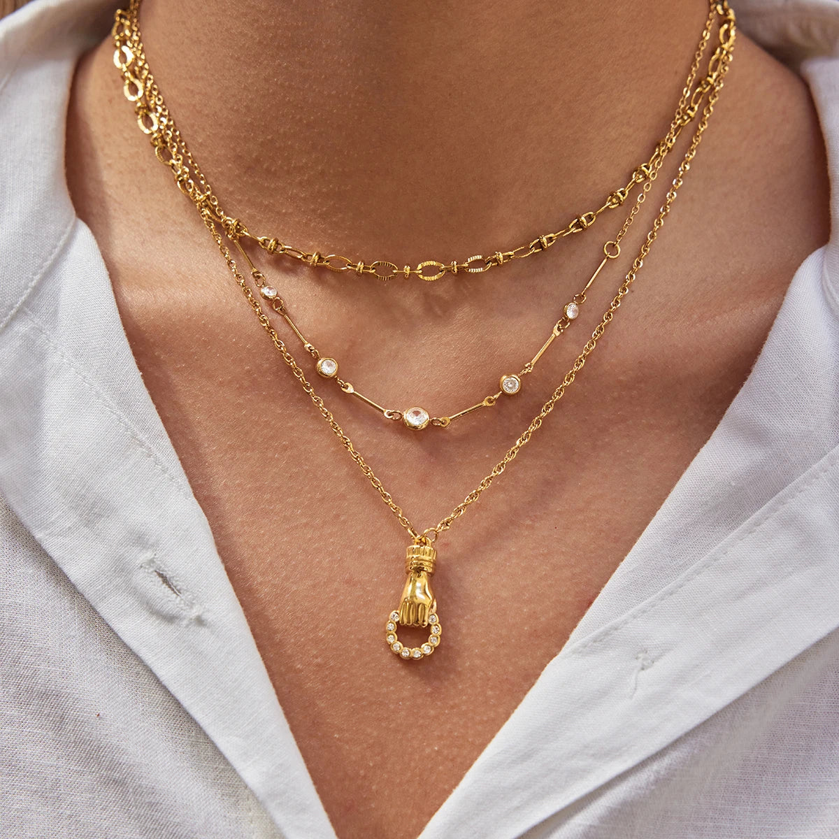 Gold layered zircon necklace by Kat&Co.