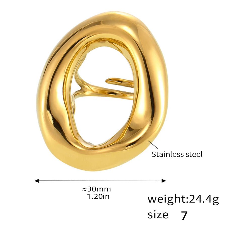 Chunky adjustable statement ring in gold or silver by Kat&Co.