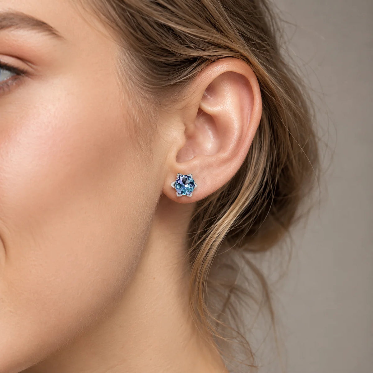 Alexandrite stud earrings in sterling silver by Kat&Co.
