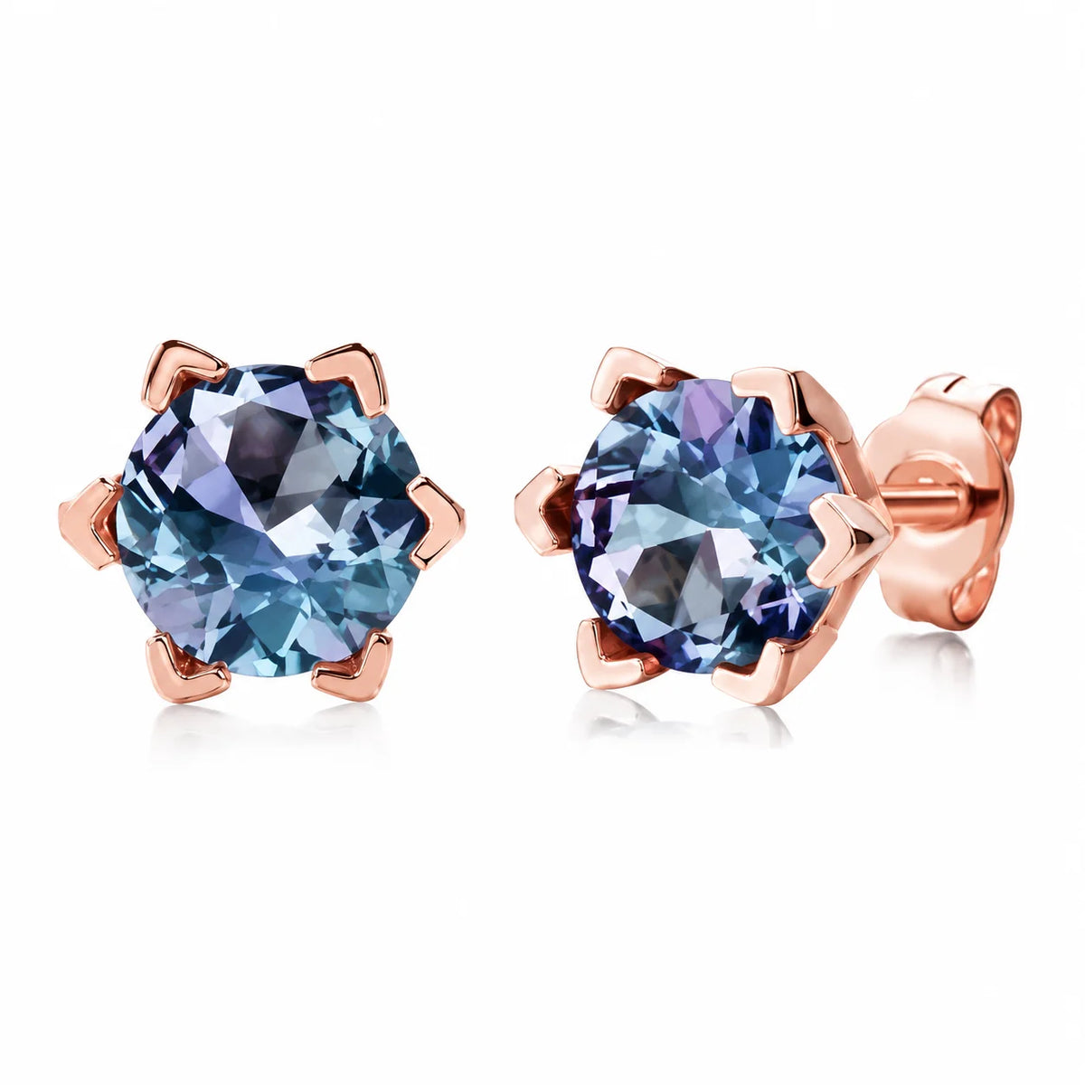 Alexandrite stud earrings in sterling silver by Kat&Co.