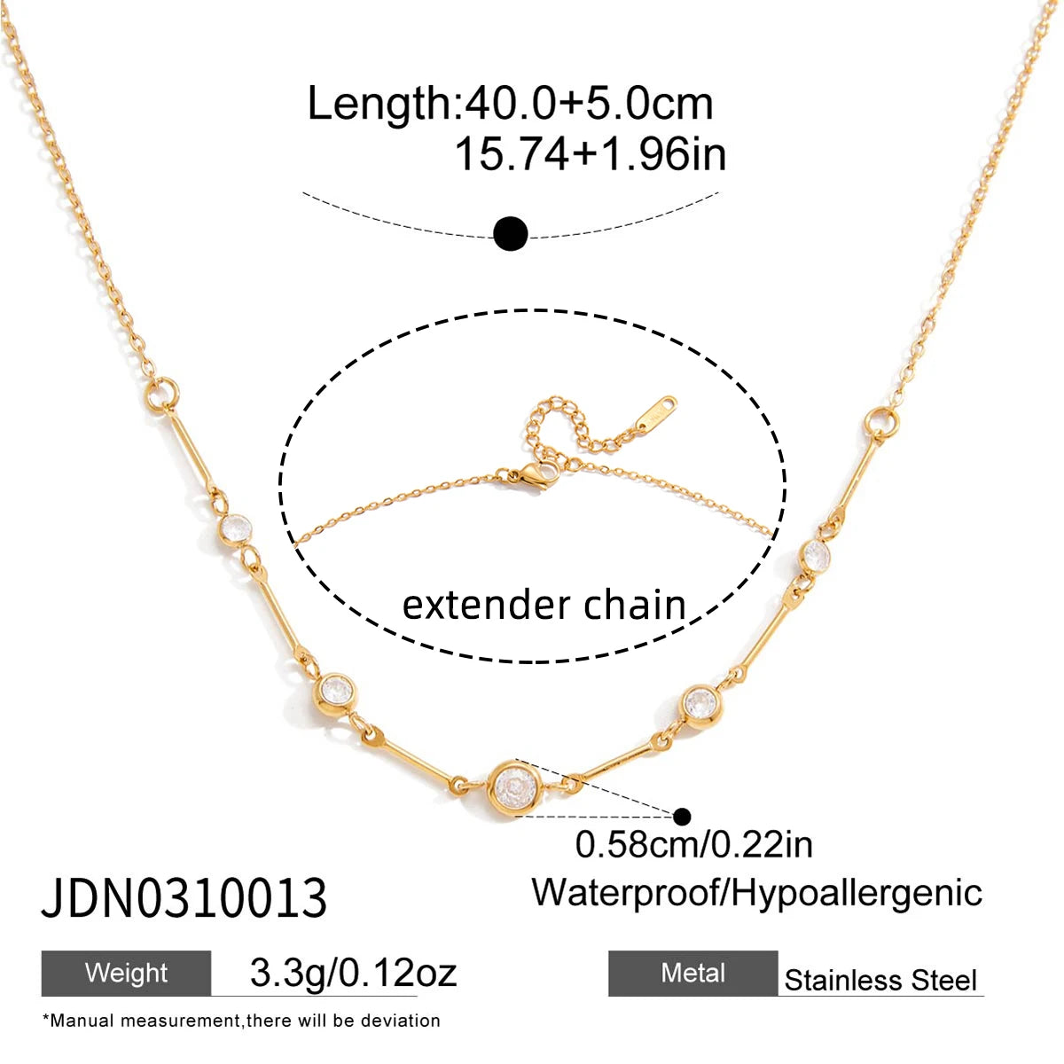 Gold layered zircon necklace by Kat&Co.